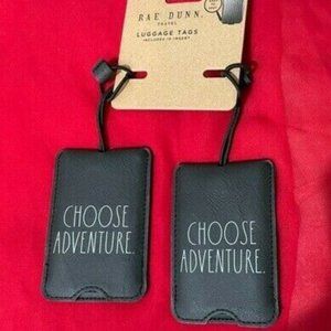 Rae Dunn black Choose Adventure travel luggage tag set of 2 nwt